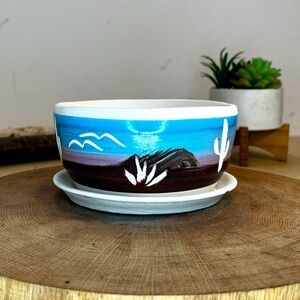 Superstition Stoneware | Vintage Planter Pot Desert Scene Southwest Planter